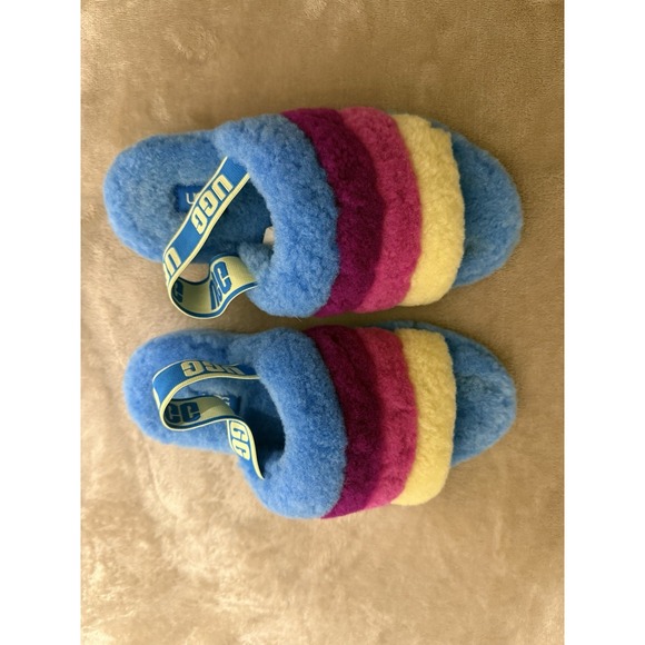 Ugg Slippers Blue Multicolor.Fluff Yeah Slides. Sz 7 - Picture 5 of 14